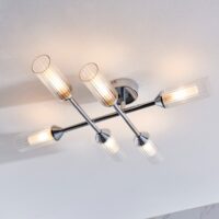 Graphic Bathroom 6 Light Semi Flush Ceiling Light In Chrome With Double Glass Shades IP44