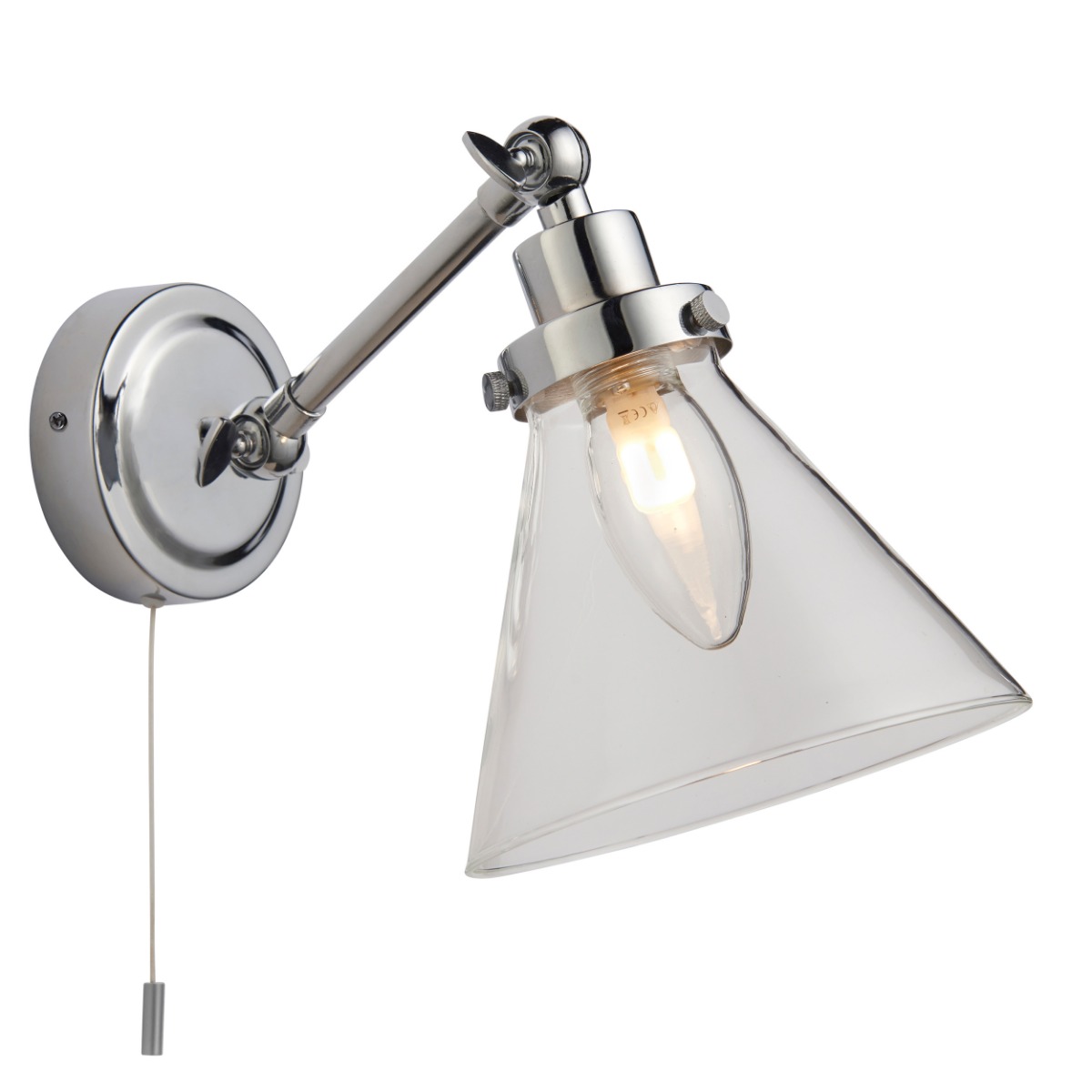 Endon 93853 Faraday Bathroom Wall Light In Chrome Finish With Clear Glass IP44