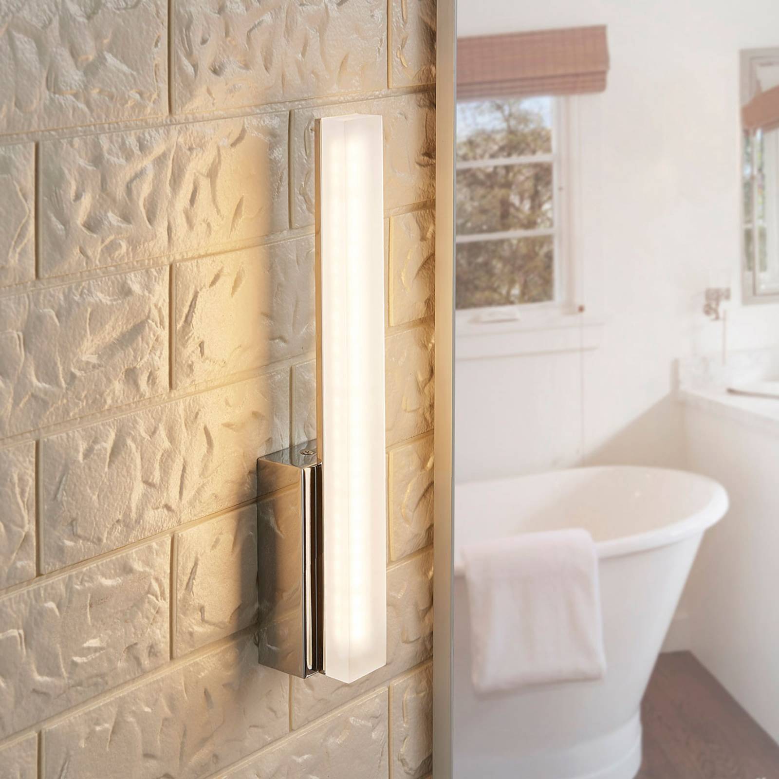 Lucande LED bathroom wall light Julie, 32 cm high, chrome, IP44