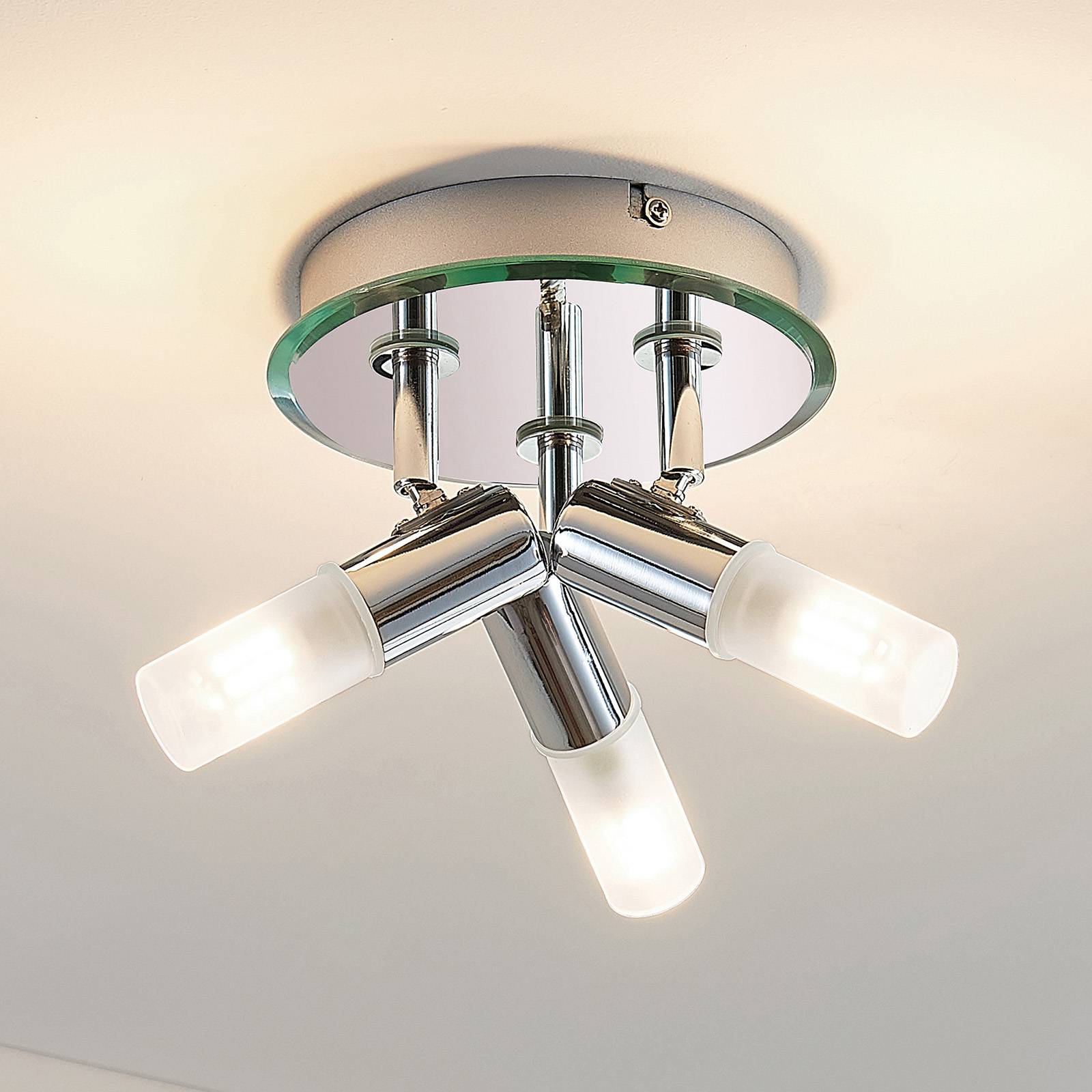 Lindby Zela bathroom ceiling light, 3-bulb in chrome