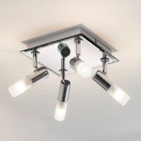 Lindby bathroom ceiling light Zela, 32 cm, chrome, 4-bulb, IP44