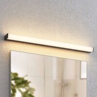 Lindby LED bathroom wall light Ulisan, 89 cm, black, angular