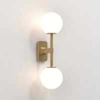 Tacoma Twin Bathroom 2 Light Wall Lamp Antique Brass IP44, G9 (Shade Not Included)