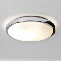 Denia Bathroom Flush 2 Light Ceiling Polished Chrome IP44, E14