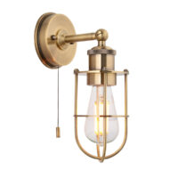 Treviso Bathroom Metal Wall Lamp, Antique Brass Plate, IP44