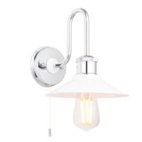Fiumicino Bathroom Metal Wall Lamp, Chrome Plate, Gloss White, IP44