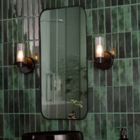 Dar Lighting Bolton Bathroom Wall Light In Matt Black With Ribbed Glass IP44