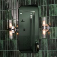 Dar Lighting Bolton 2 Light Bathroom Wall Light In Polished Chrome With Ribbed Glass IP44