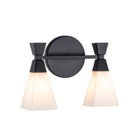 Bowtie 2 Light Bathroom Wall Lamp, Matte Black IP44