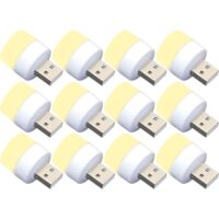 Ccykxa - 10 Pack Mini usb led Night Light Bulbs, No Light Sensor, Warm White, Compact, Ideal for Bedroom, Bathroom, Kitchen, Car (LED-12-Huang)