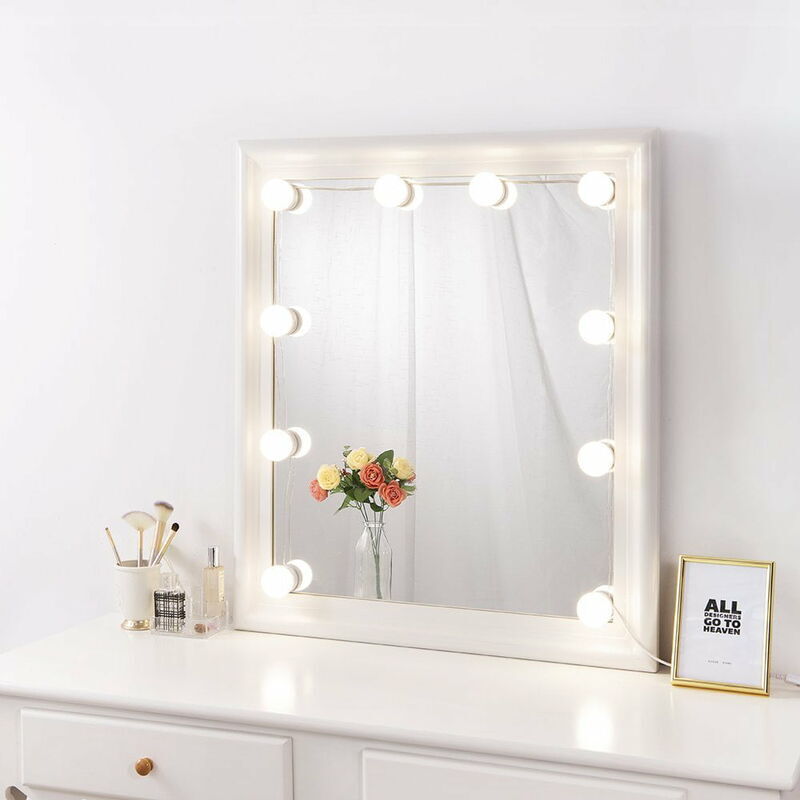 AlwaysH DIY Makeup Mirror Light Dimmable, Self-adhesive Mirror Light Kit for Dressing Table, Plug-in Makeup Light for Bathroom Wall Mirror (Bulb Only)