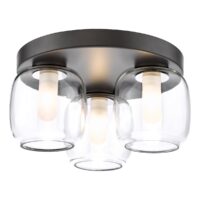 Dar Lighting Edaline Bathroom Semi Flush Ceiling Light In Matt Black With Glass Shades IP44