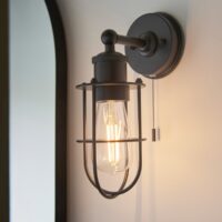 Cage Bathroom Wall Light In Matt Black Finish IP44