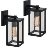 Wottes - 2 Pack Industrial Modern Wall Lamp Wall Lighting Fixtures Glass Metal Wall Sconce for Hallway Entryway Bathroom Bedroom