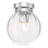 Dar Lighting KAV0150 Kavi Bathroom Flush Ceiling Light In Polished Chrome With Clear Glass IP44