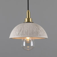 Kingii Bathroom Pendant Matte White Striped, Satin Brass, IP44