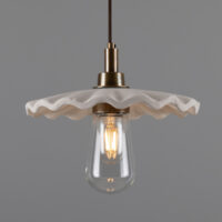 Kirhii Bathroom Pendant Matte White Striped, Antique Brass, IP44