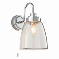 Ashbury LED 1 Light Bathroom Wall Glass, Chrome Plate IP44, LED E14