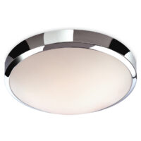 Toro LED Bathroom Flush Ceiling Light Chrome, White Polycarbonate Diffuser IP44
