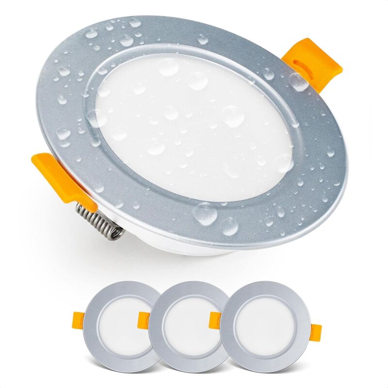 Tinor - led Recessed Downlight led Ceiling Spotlights IP54 For Bathroom, Wet Rooms, Warm White 3000K Set of 3 Extra Flat Round led Spotlights 7 Watt