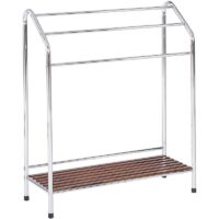 Beliani - Bathroom Accessories Towel Stand Rack Shelf 3 Rails Steel Glossy Silver Muriva