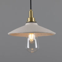 Pyrus Bathroom Pendant, Matte White Striped, Satin Brass, IP44