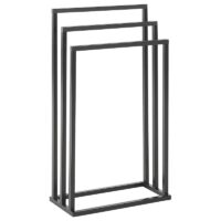 Beliani - Bathroom Towel Storage Stand Rack Steel 3 Rails Black and Dark Wood Charras