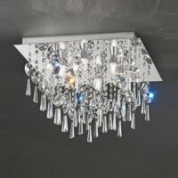 Franklite CF5722 Square 6 Light Crystal Bathroom Flush Ceiling Light