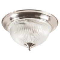 Modern 2 Light Satin Silver IP44 Flush Bathroom Ceiling  Light