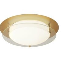 Searchlight 6830-38GO Bathroom Flush Ceiling Light In Gold With Clear Glass - Dia: 380mm