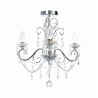 Vela 3 Light Bathroom Ceiling Light Chrome, Clear IP44