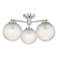 Dar Lighting WAY5350 Wayne Bathroom 3 Light Semi Flush Light In Polished Chrome With Glass Shades IP44