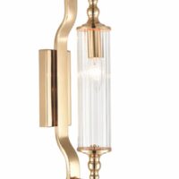 Paris Bathroom Wall Light In Gold  Finish With Ribbed Glass Shade IP44 W134