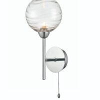 Globe Bathroom Wall  Light In Chrome  Finish With Clear Glass Shade IP44 W137