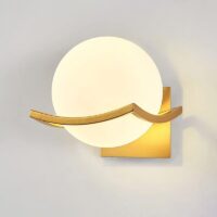 White Globe Wall Sconce, Mid Century Modern led Wall Light, Wall Mounted Lighting Fixture for Bathroom, Bedroom, Living Room, Hallway